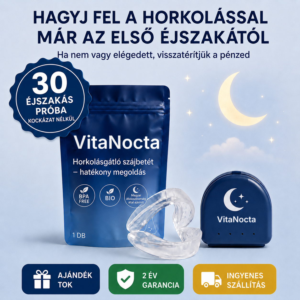 „Szüntesd meg a horkolást már az első éjszakától – VitaNocta (+ AJÁNDÉK TOK)