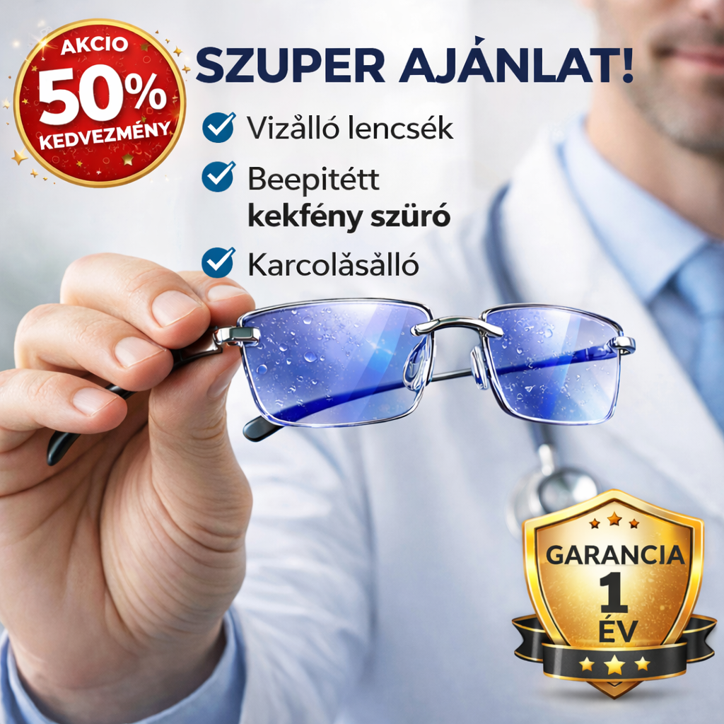 RayPro™ 3-az-1-ben Intelligens Szemüveg: Tökéletes Látás Minden Távolságra | Önbeállító Lencsék Kékfény-szűrővel | Biztonságos Vezetéshez | AJÁNDÉK Bőrtok + 30 Napos Kockázatmentes Próba