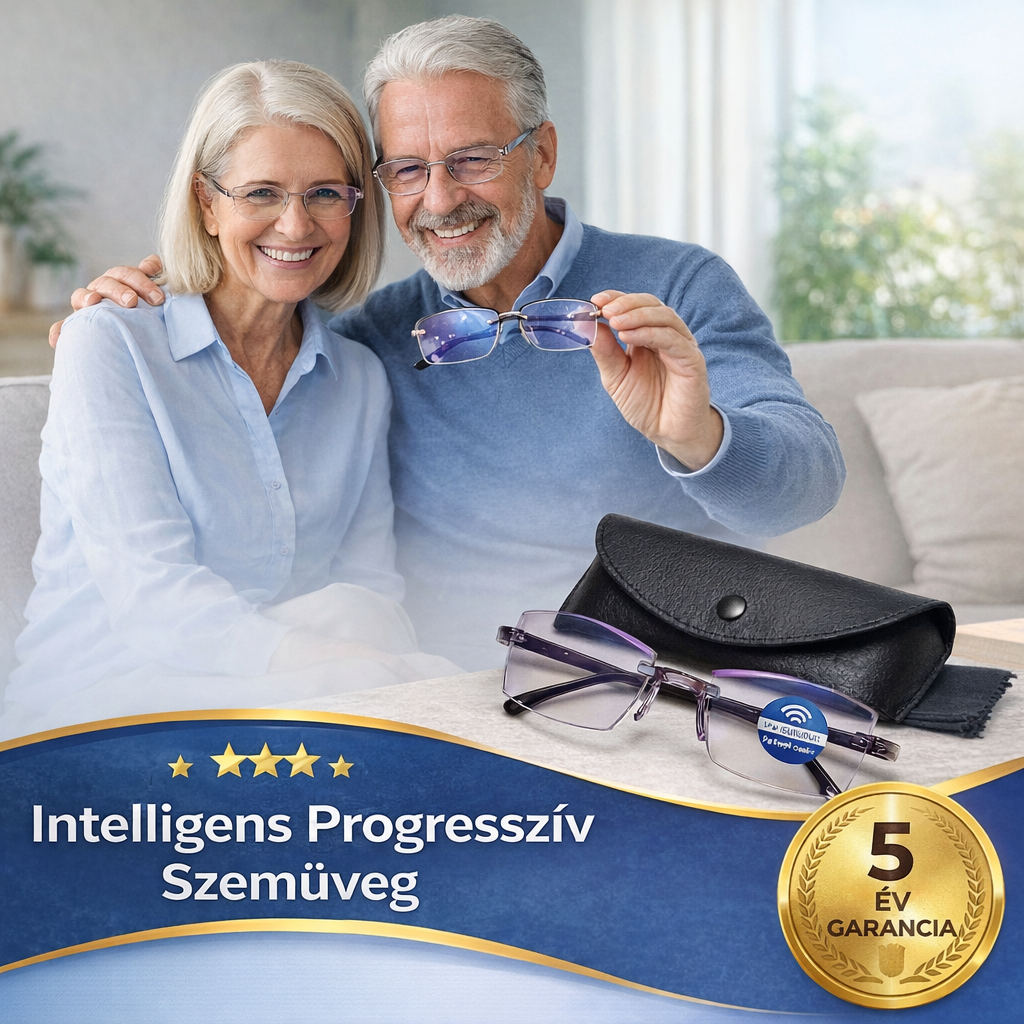 CSAK MA: 1+1 INGYEN! Intelligens Progresszív Szemüveg Ray™ l  Közelre Középtávolságra és Távolra | Kékfény és UV Védelem | AJÁNDÉK Bőr Tok | 30 Napos Garancia