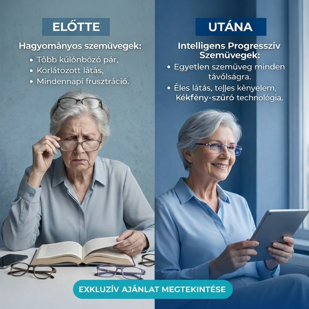 Ray™ Intelligens 3-az-1-ben Szemüveg: Éles Látás Közelre, Távolra és Köztes Távolságra | Önbeállító Lencsék Kékfény-szűrővel | Ideális Vezetéshez | AJÁNDÉK Bőrtok + 30 Napos Garancia