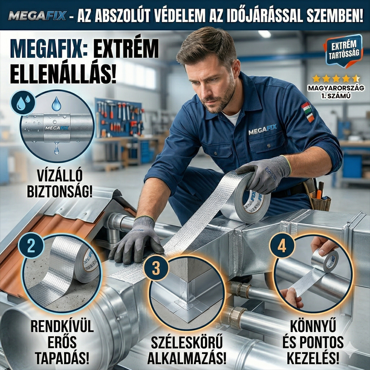 MegaFix™ – Professzionális Butil Tömítő Megoldás: Azonnal Megállítja a Vízszivárgást, Ellenáll a Szélsőséges Hőnek és Megmenti Önt a Több Tízezres Javítási Számláktól!
