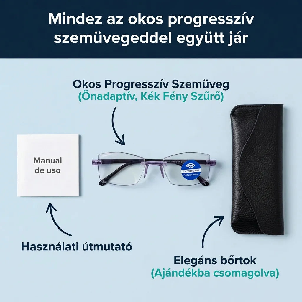 RayPro™ 3-az-1-ben Intelligens Szemüveg: Tökéletes Látás Minden Távolságra | Önbeállító Lencsék Kékfény-szűrővel | Biztonságos Vezetéshez | AJÁNDÉK Bőrtok + 30 Napos Kockázatmentes Próba